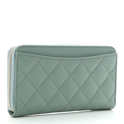 Chanel Caviar Quilted Medium Zip Around Wallet Dark Green 3 of 12