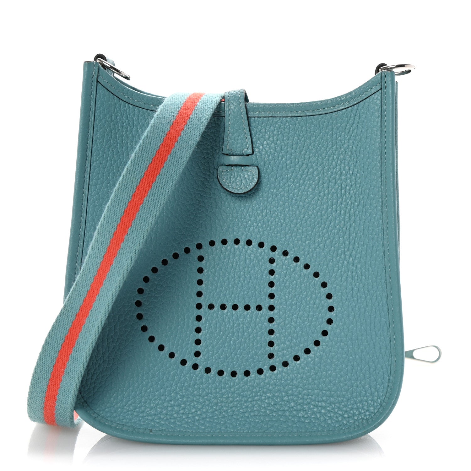 Hermes Taurillon Clemence Amazone Evelyne TPM Bleu Saint Cyr Orange Poppy 1 of 10