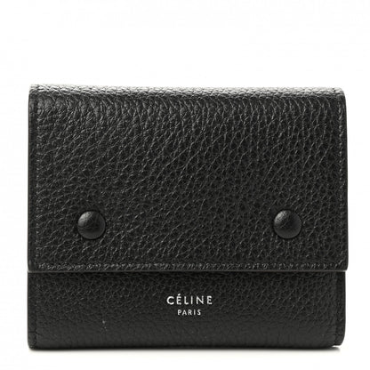 Celine Drummed Calfskin Small Multifunction Folded Wallet Black 1 of 8