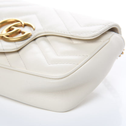 Gucci Calfskin Matelasse Super Mini GG Marmont Shoulder Bag White 9 of 9