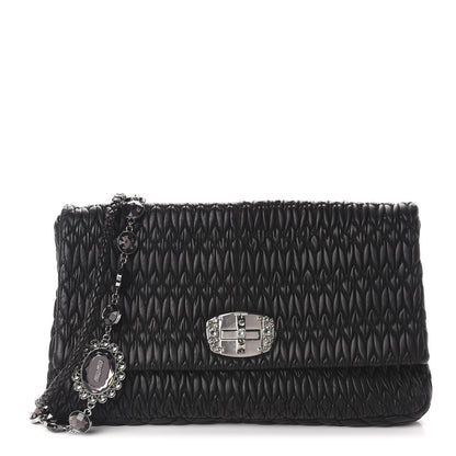 Miu Miu Nappa Matelasse Crystal Flap Clutch Black 1 of 10