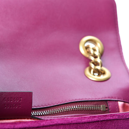 Gucci Velvet Matelasse Small GG Marmont Shoulder Bag Fuchsia Violet Cyclamen 6 of 9