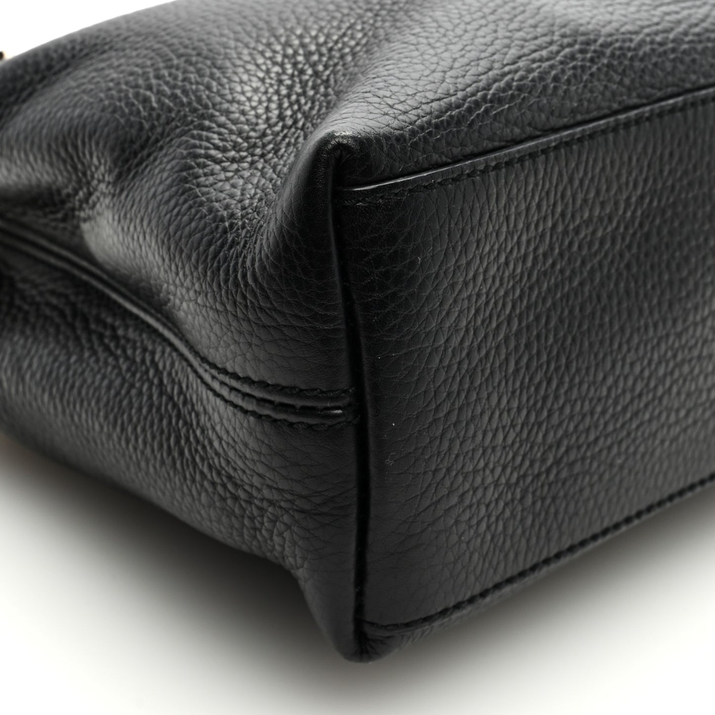Pebbled Calfskin Small Soho Chain Shoulder Bag Black