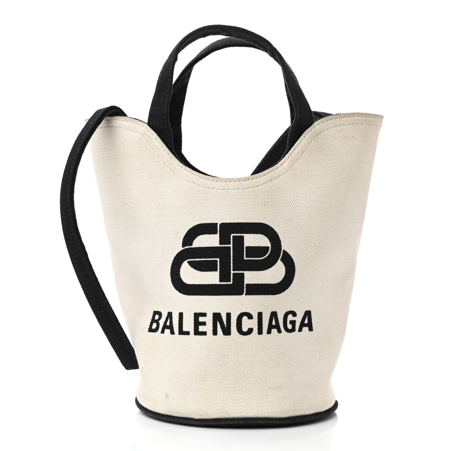 Balenciaga Cotton Canvas Calfskin New Wave Tote XS Natural Black 1 of 14
