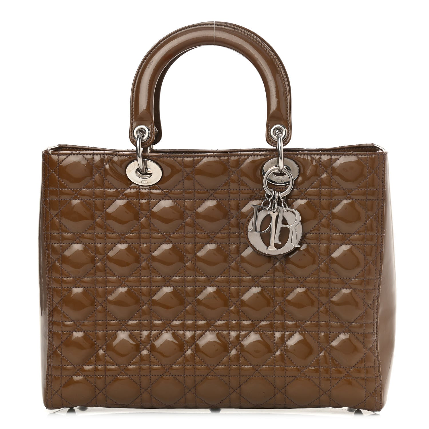 Christian Dior Patent Cannage Large Lady Dior Brown 1 of 14