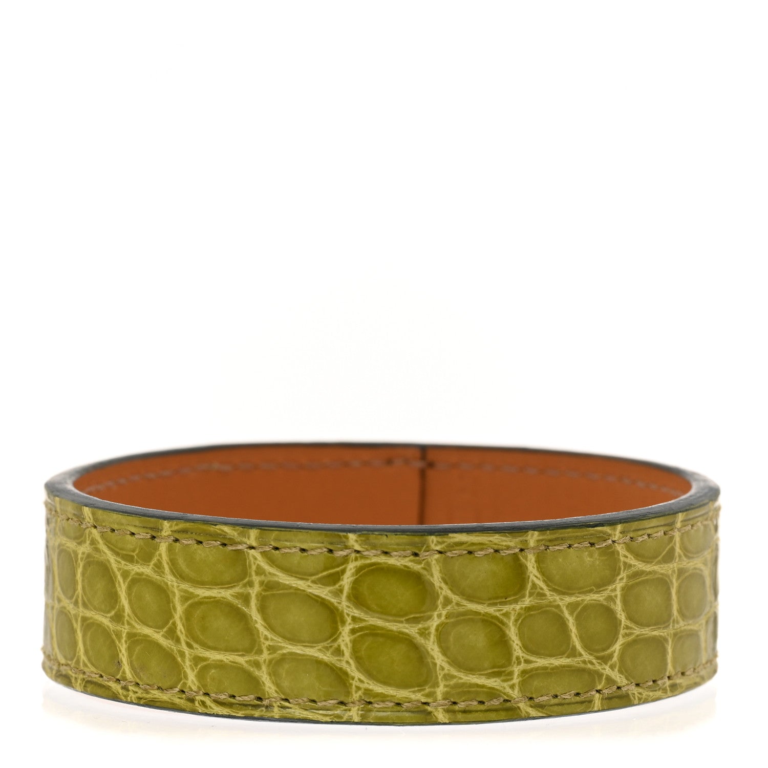 Hermes Matte Alligator Narrow Jack Bracelet M Vert Anis 1 of 6