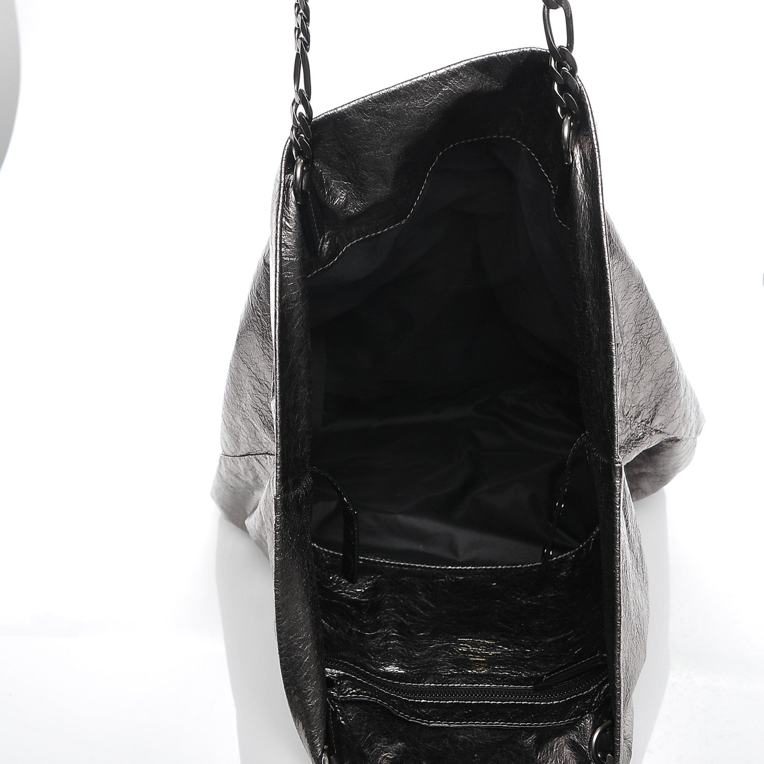 Lanvin Metallic Crinkled Lambskin Paper Bag Tote Grey 5 of 6