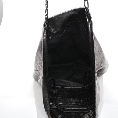 Lanvin Metallic Crinkled Lambskin Paper Bag Tote Grey 5 of 6