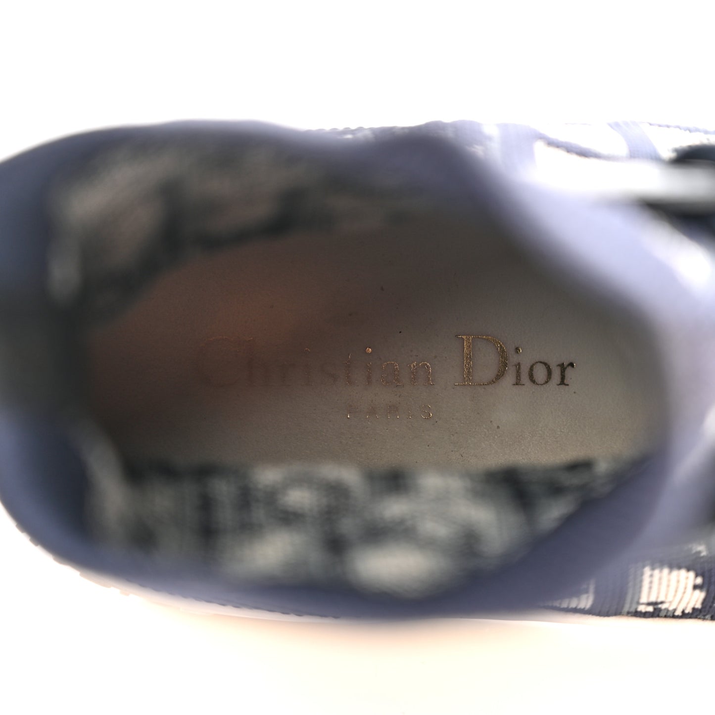 Technical Knit Calfskin Oblique Womens Walk'n Dior High Top Sneakers 39 Deep Blue