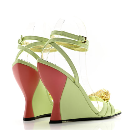 Gucci Regent Calfskin Crystal Snake Head Sandals 37 Green 4 of 10