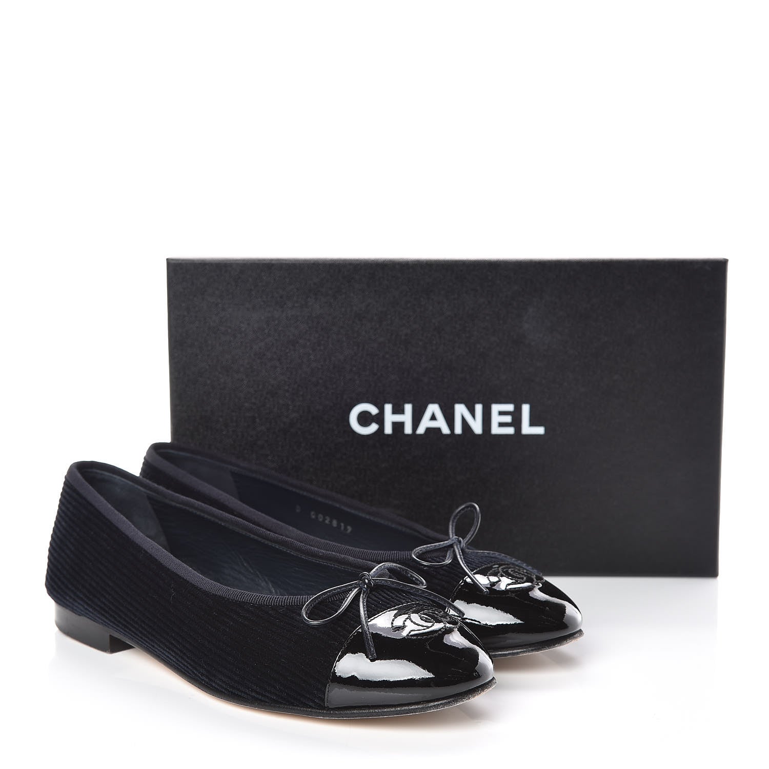 Chanel Velvet Patent Calfskin Cap Toe Ballerina Flats 37.5 Navy Black 15 of 15