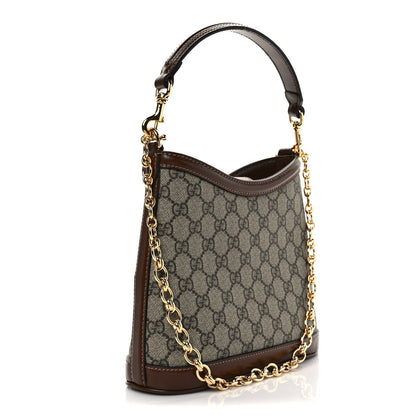 Gucci GG Supreme Monogram Azalea Calfskin Retro Interlocking G Chain Shoulder Bag Beige Ebony Brown Sugar 2 of 9