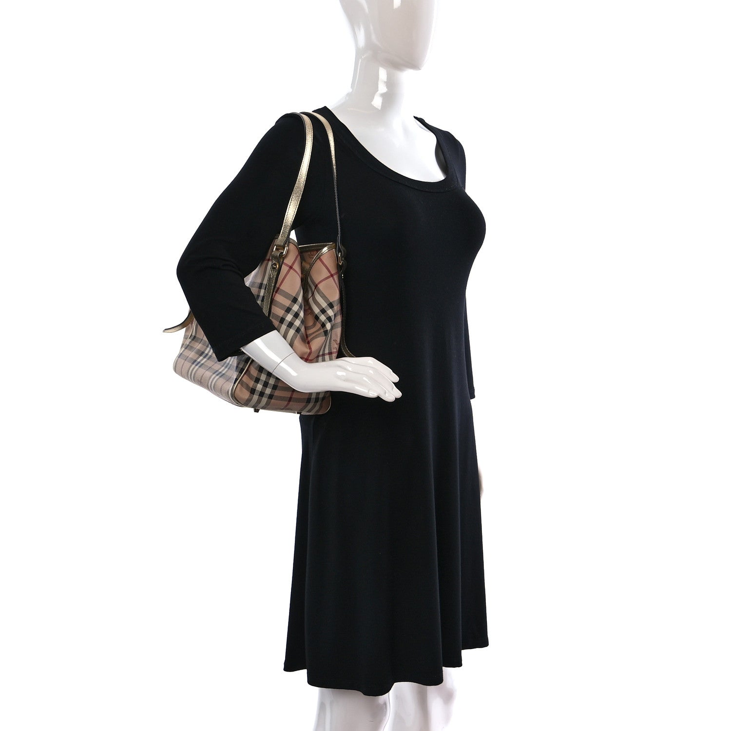 Burberry Haymarket Check Small Canterbury Tote Gold 2 of 10