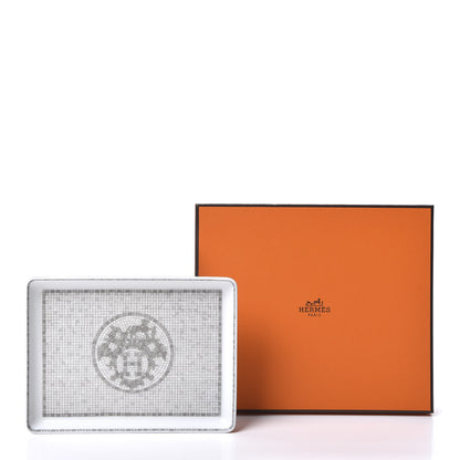 Hermes Porcelain Mosaique Au 24 Sushi Plate Platine 5 of 5