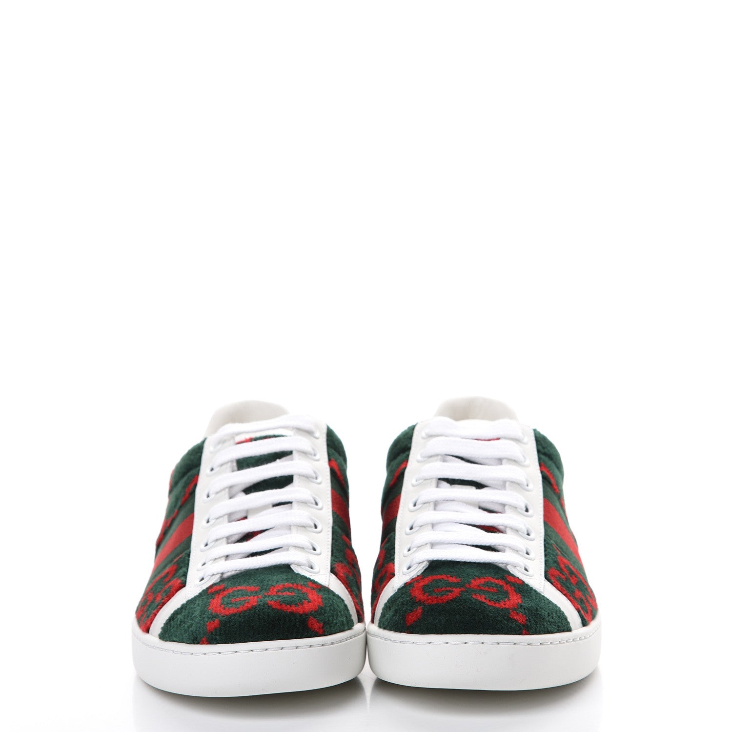 Gucci Terry Cloth GG Monogram Web Womens Ace Sneakers 35.5 Green Red 2 of 8