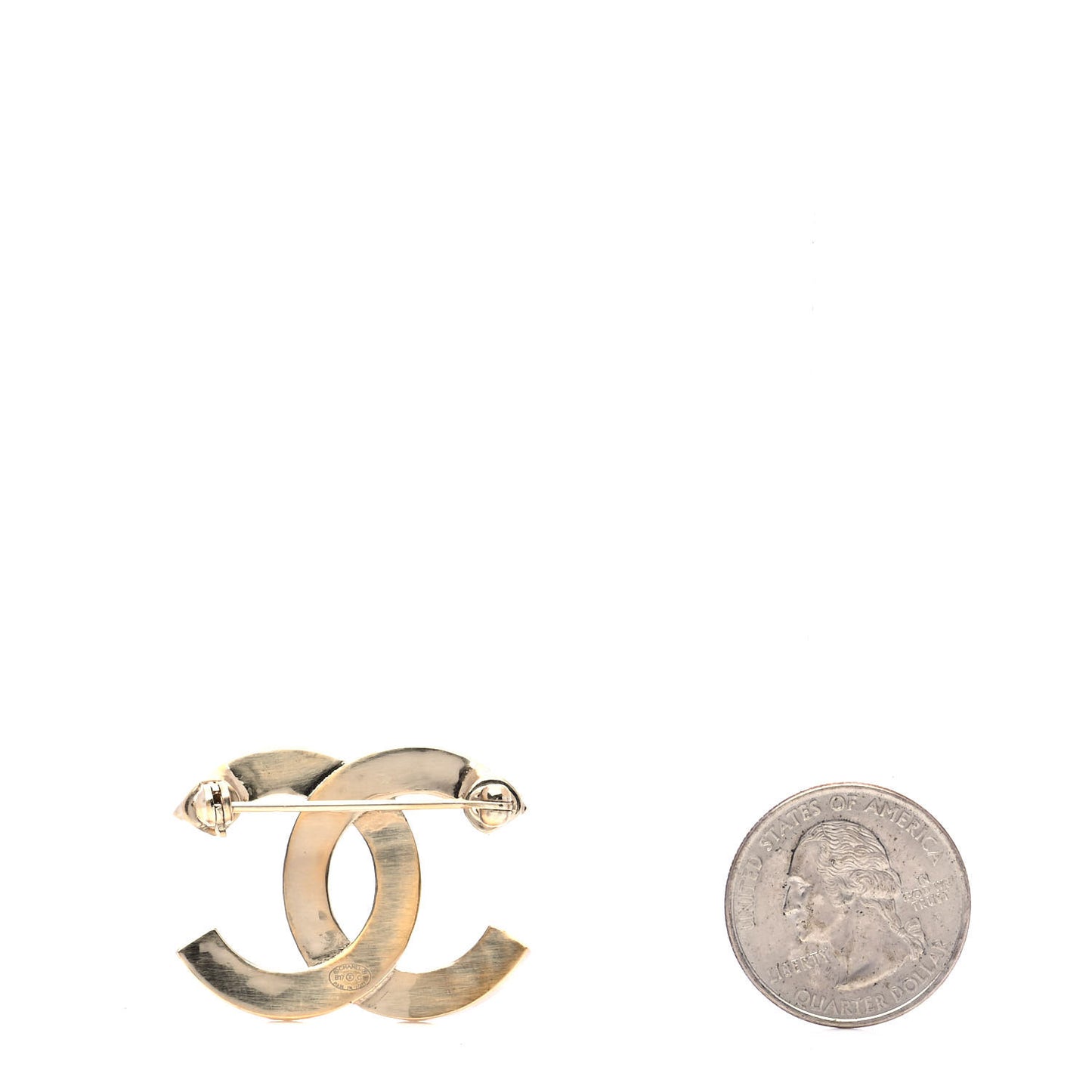 Baguette Crystal Quilted CC Brooch Gold