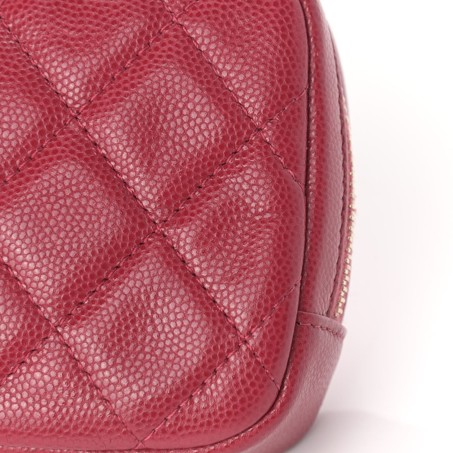 Chanel Caviar Quilted Small Curvy Pouch Cosmetic Case Red 10 of 14