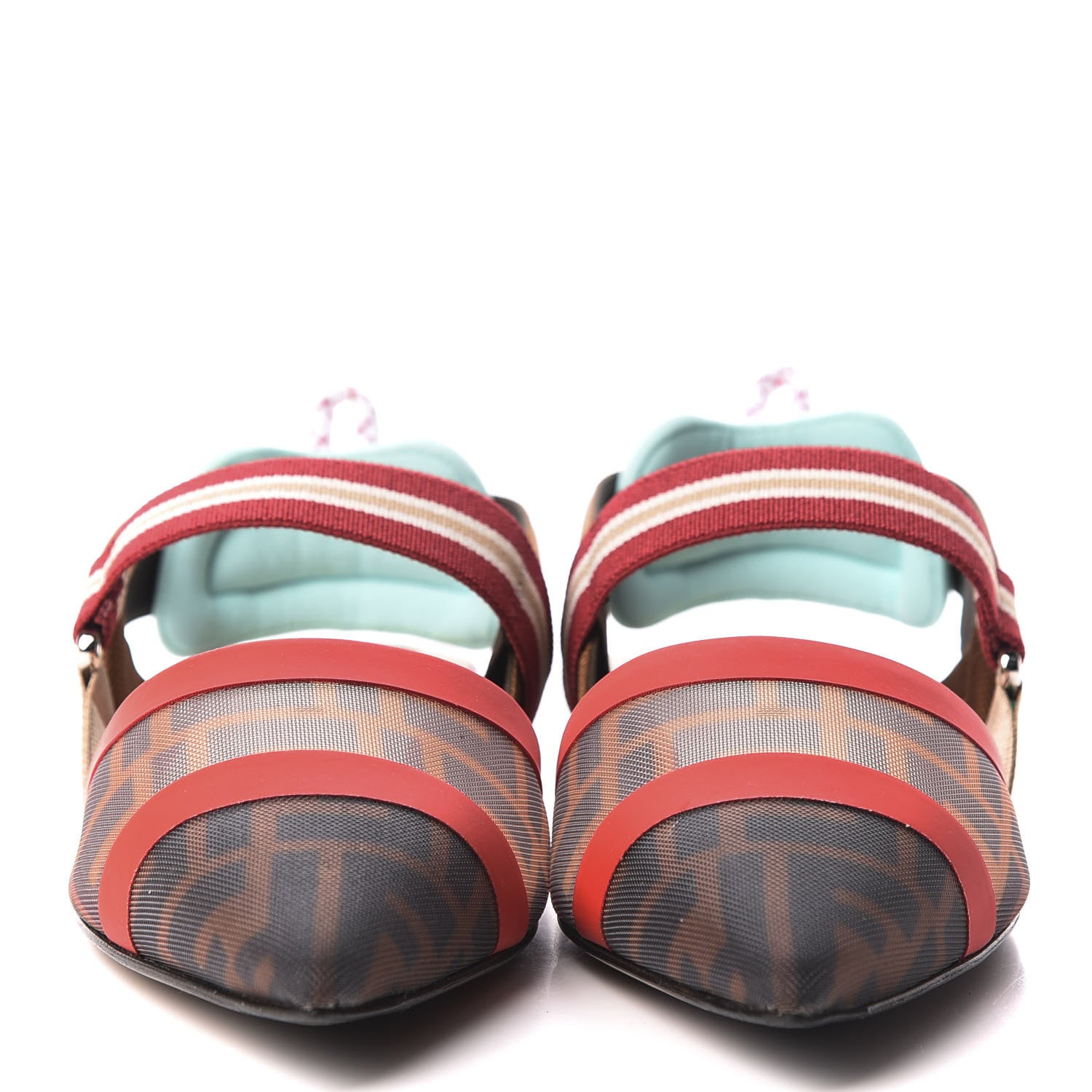 Fendi Technical Mesh FF Colibri Slingback Ballerina Flats 38 Tobacco Moro Cipria Papavero 3 of 8