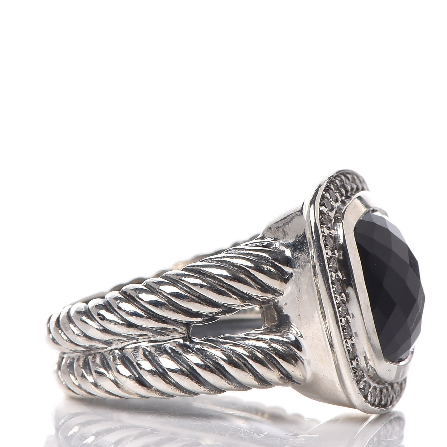 Sterling Silver Diamond Black Onyx 11mm Albion Ring 52 6