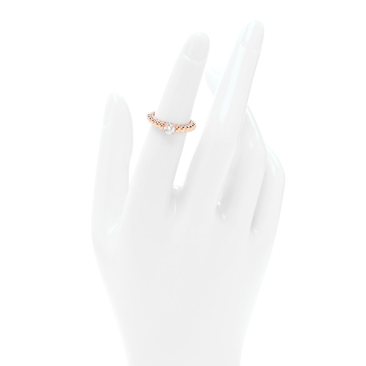 18K Rose Gold Diamond .31ct Perlee Solitaire Engagement Ring 48 4.5