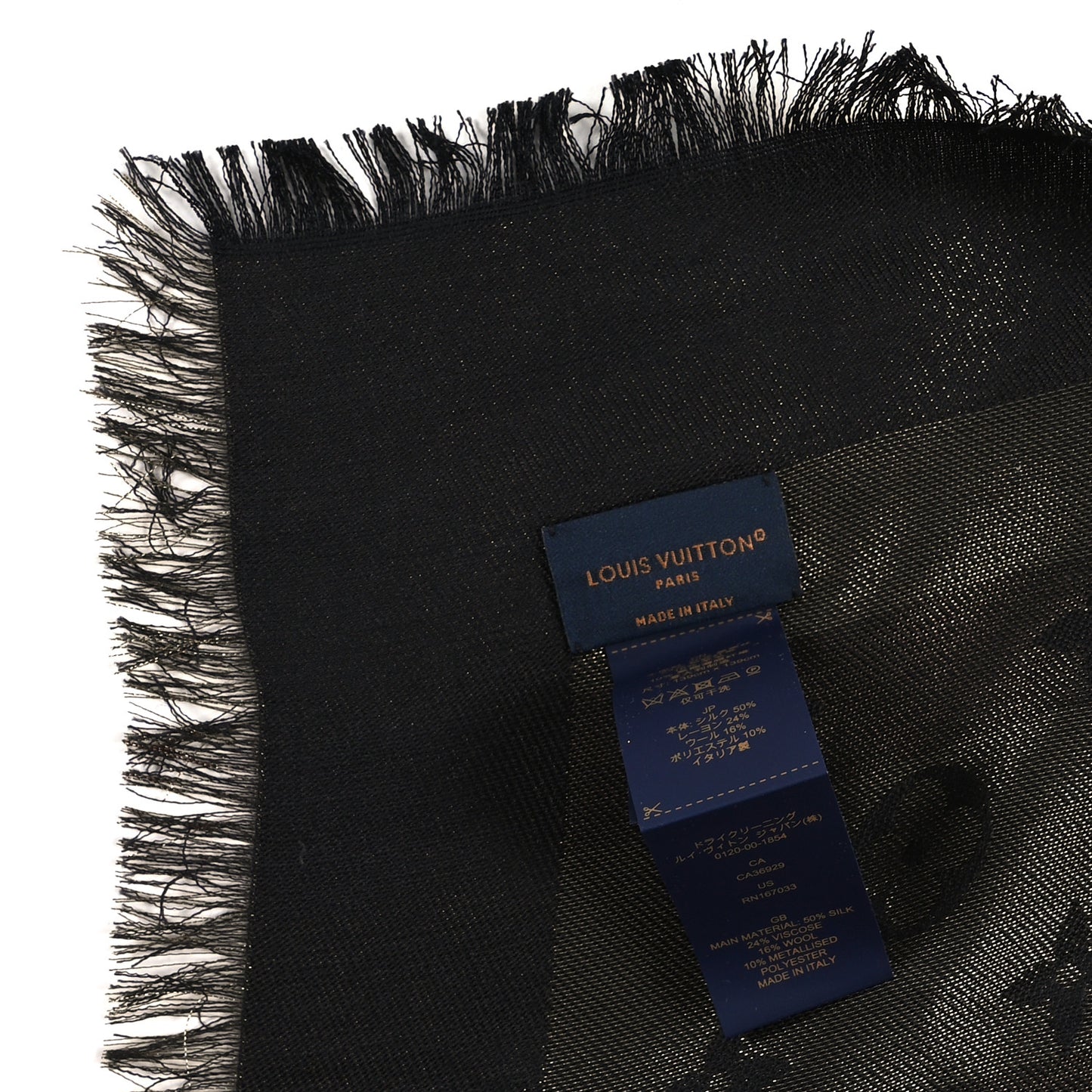 Silk Lurex Wool So Shine Monogram Shawl Black