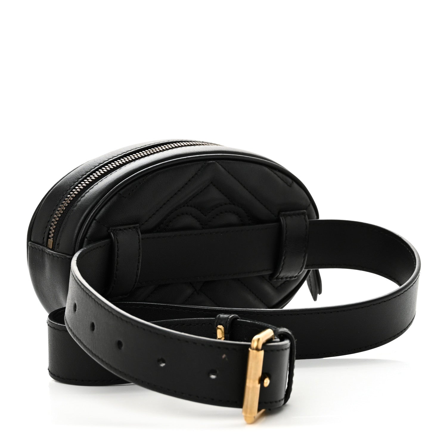 Gucci Calfskin Matelasse GG Marmont Belt Bag 85 34 Black 3 of 11