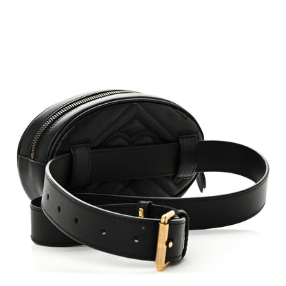 Gucci Calfskin Matelasse GG Marmont Belt Bag 85 34 Black 3 of 11
