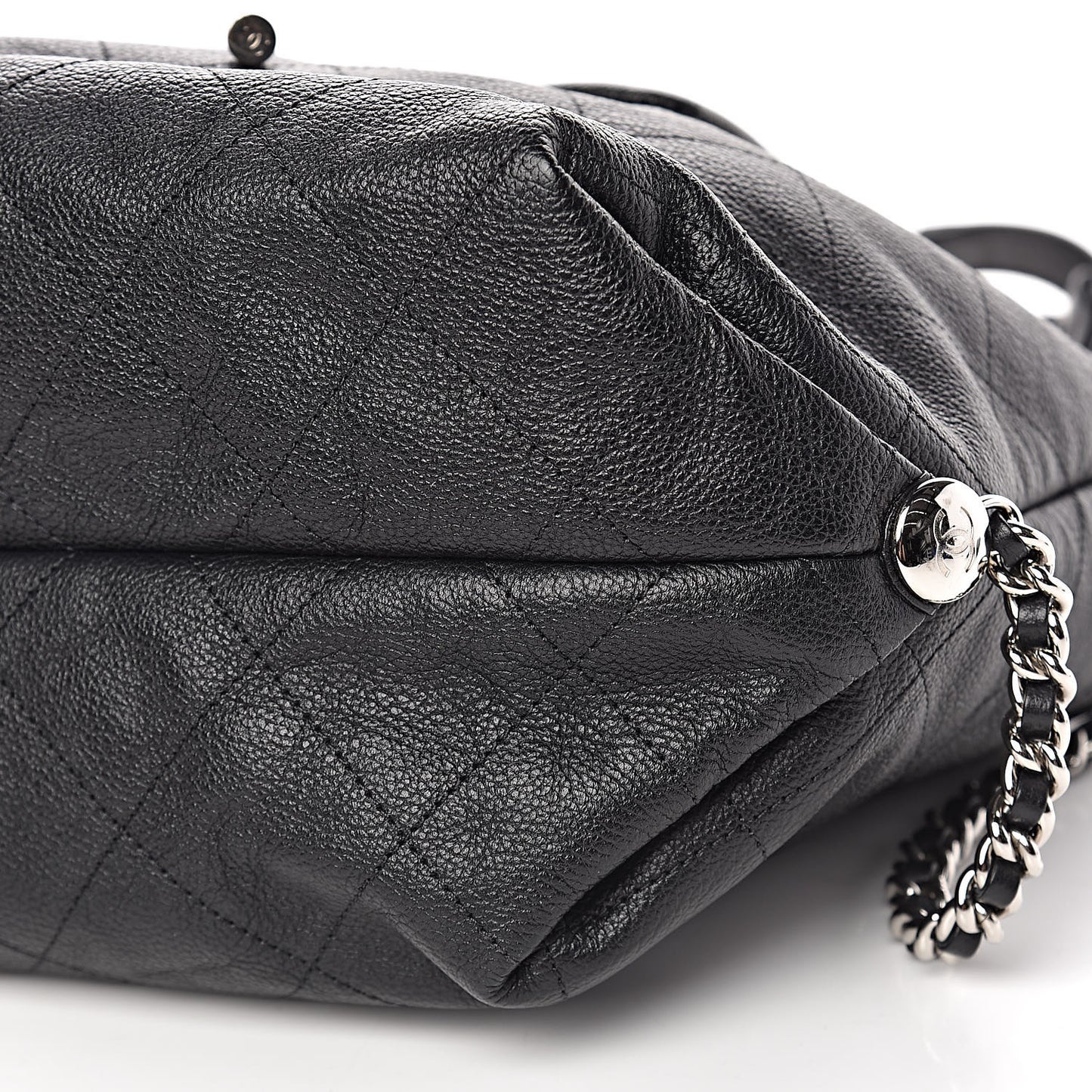 Grained Calfskin Stitched Braided With Style Backpack Black