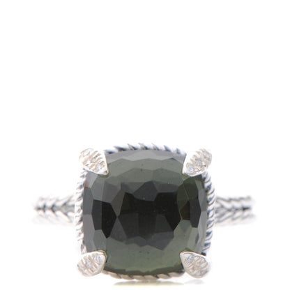David Yurman Sterling Silver Diamond Green Orchid 11mm Chatelaine Ring 58 8.25 1 of 4