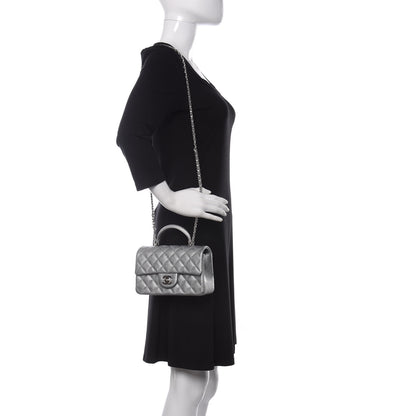 Chanel Metallic Caviar Quilted Mini Top Handle Rectangular Flap Silver 2 of 10