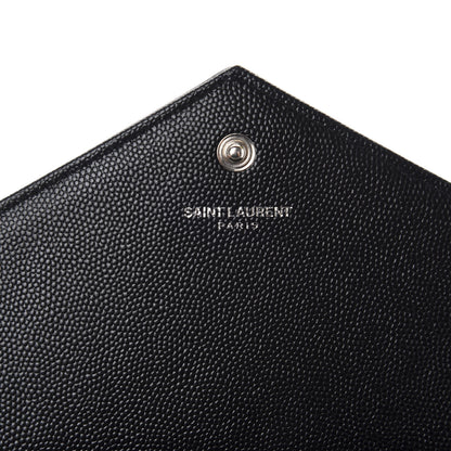 Saint Laurent Grain De Poudre Matelasse Chevron Monogram Chain Wallet Black 9 of 12