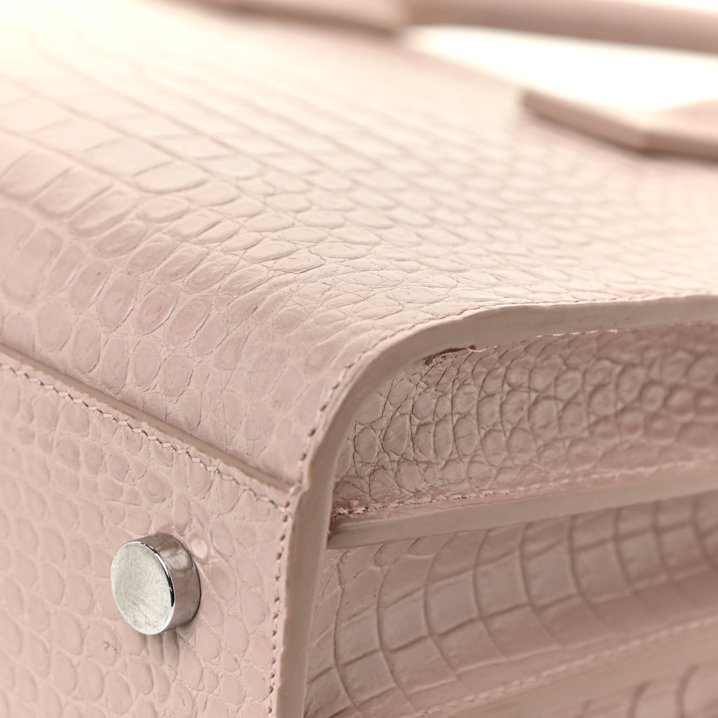 Calfskin Crocodile Embossed Baby Sac De Jour Rose Antic