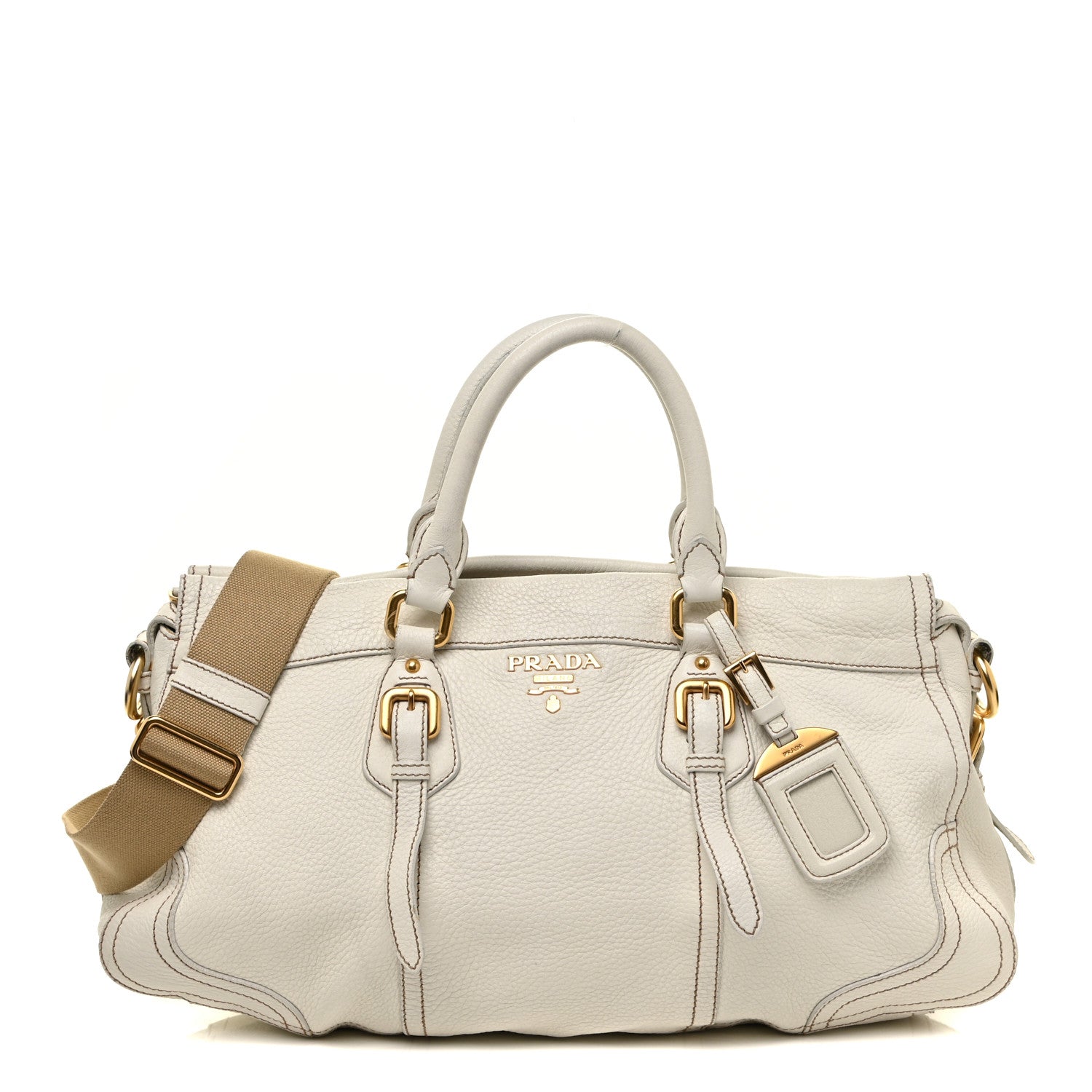 Prada Cervo Antik Shopping Satchel White 1 of 23