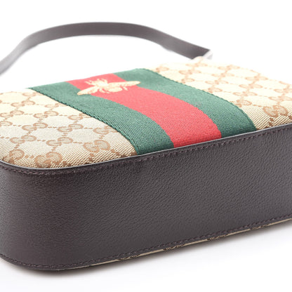 Gucci GG Supreme Monogram Web Small Webby Bee Shoulder Bag Dark Brown 9 of 9