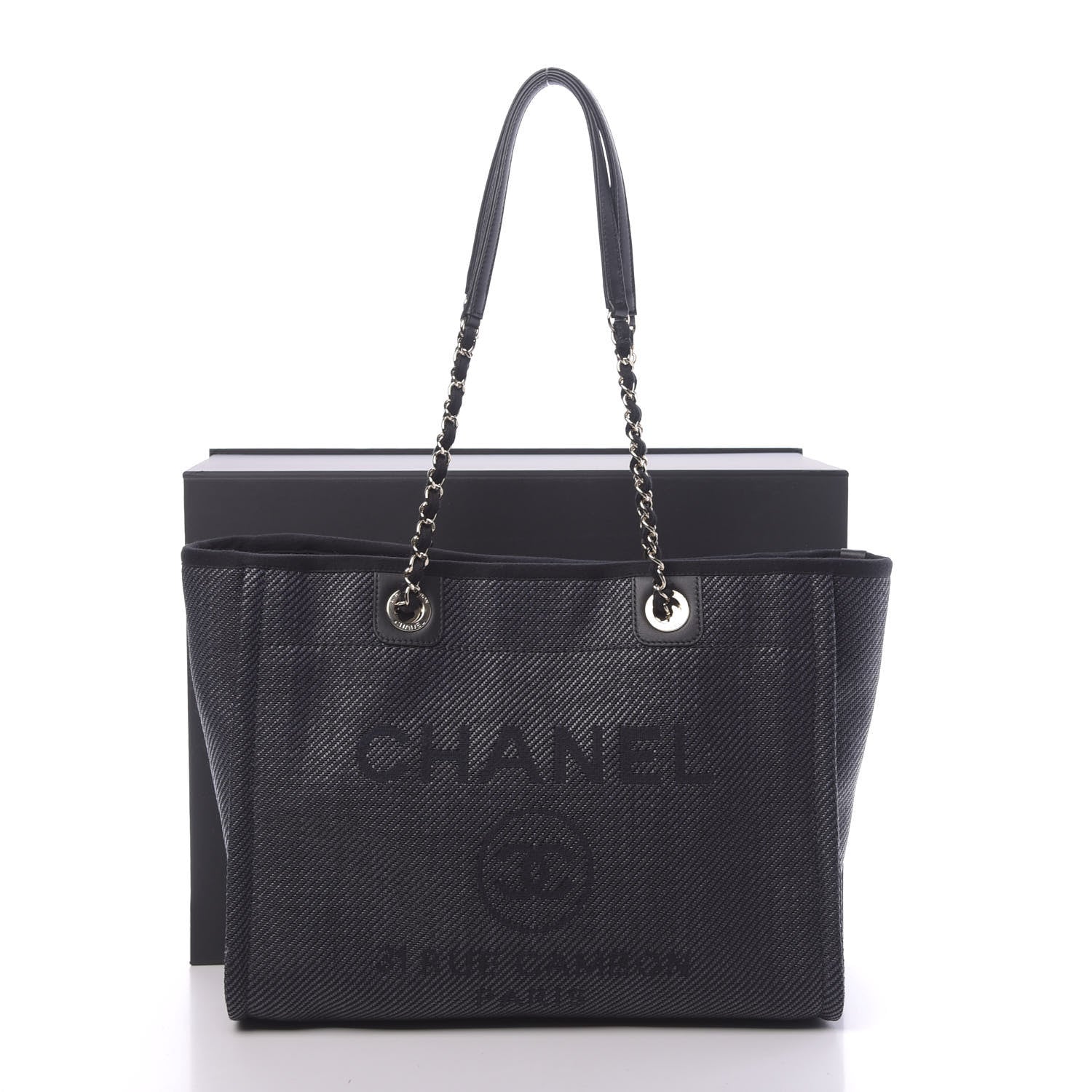 Chanel Mixed Fibers Calfskin Small Deauville Tote Black 11 of 11