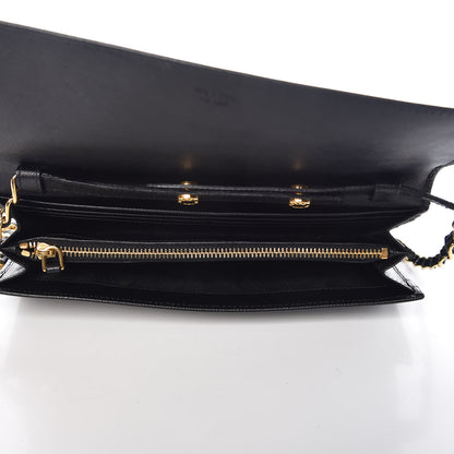 Prada Saffiano Metal Oro Chain Wallet Black 7 of 8