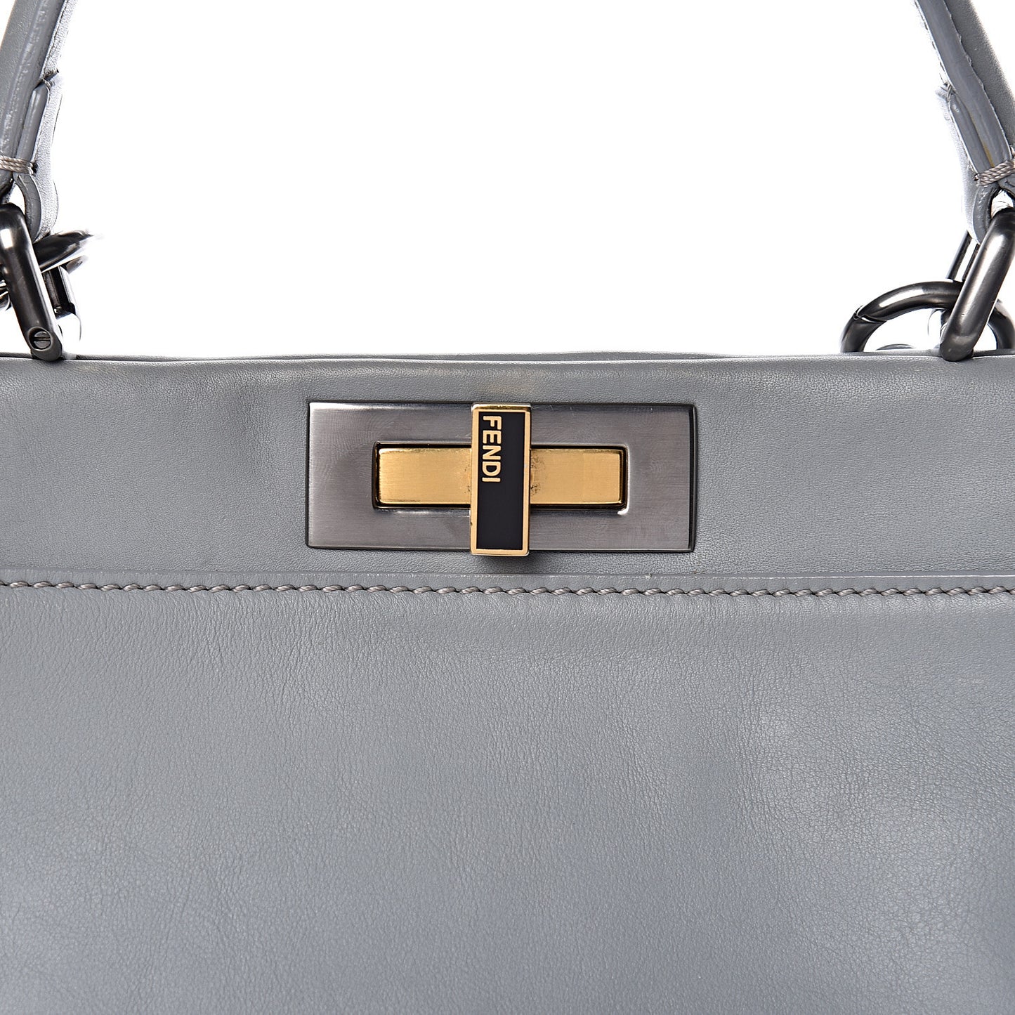 Vitello Suede Medium Peekaboo Iconic Satchel Grigio Chiaro