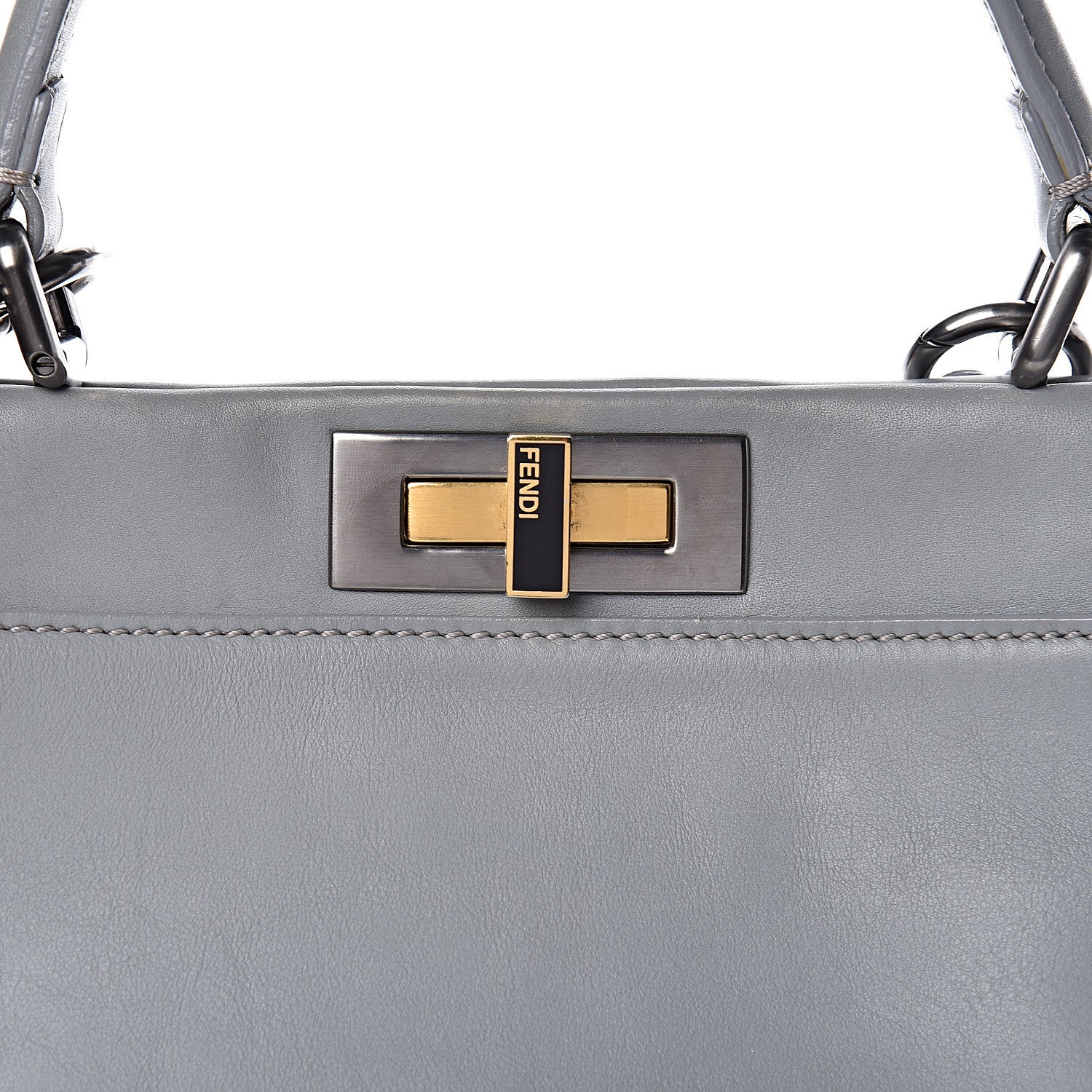 Fendi Vitello Suede Medium Peekaboo Iconic Satchel Grigio Chiaro 14 of 14