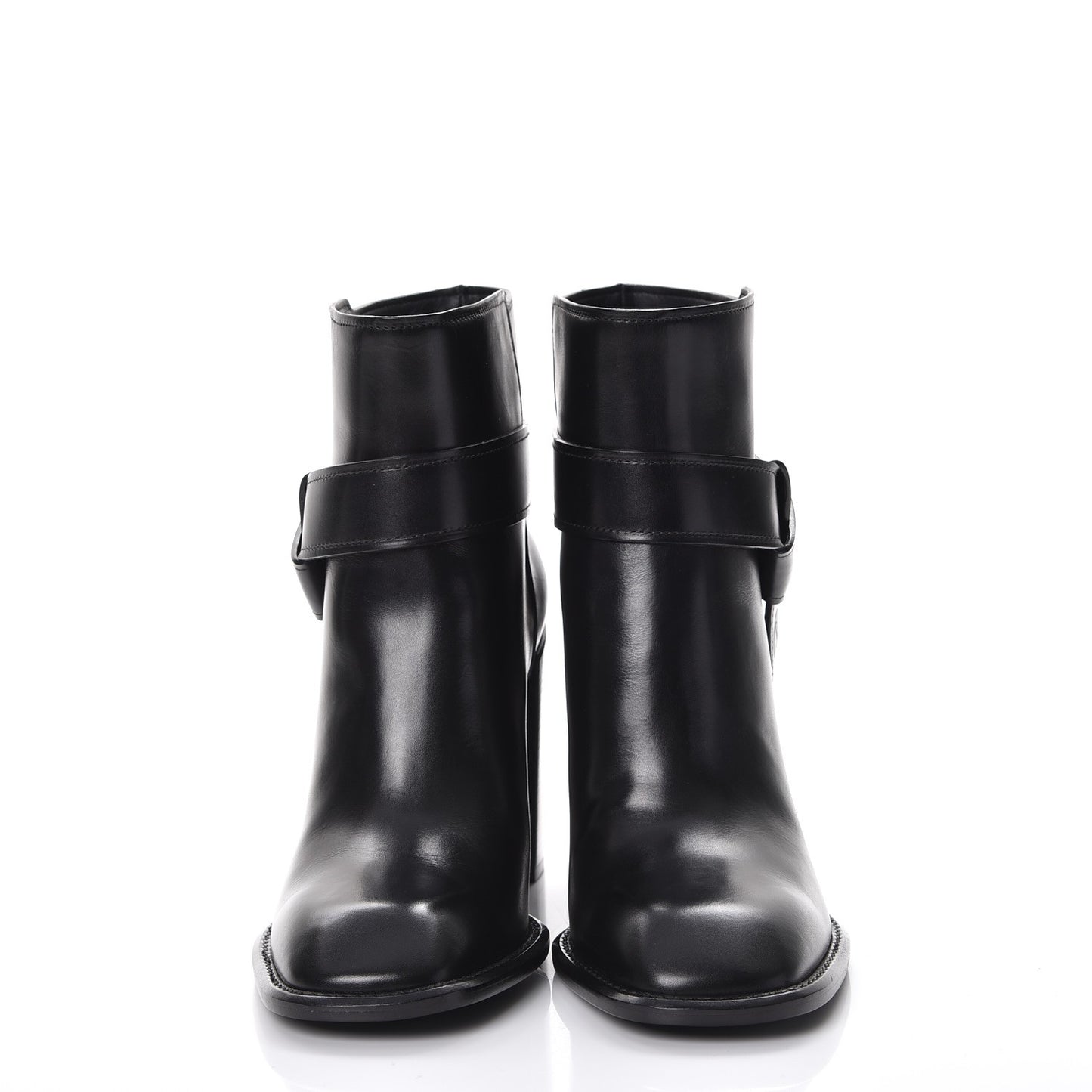 Calfskin Belted Ankle Boots 41 Black