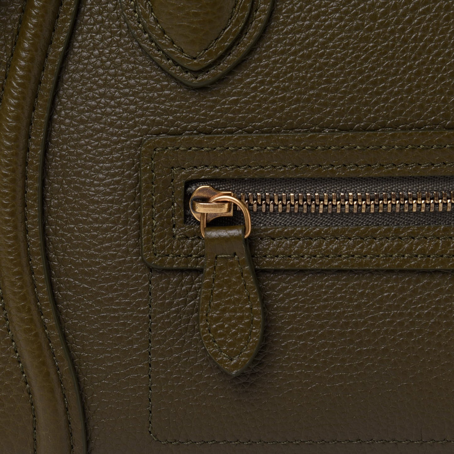 Drummed Calfskin Nano Luggage Olive