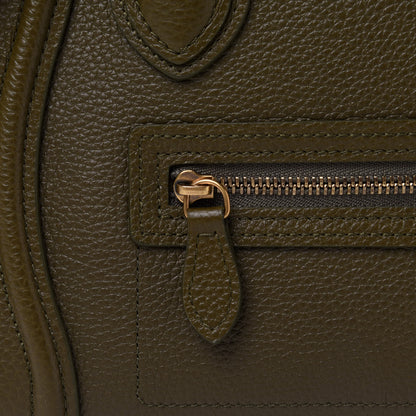 Celine Drummed Calfskin Nano Luggage Olive 9 of 11