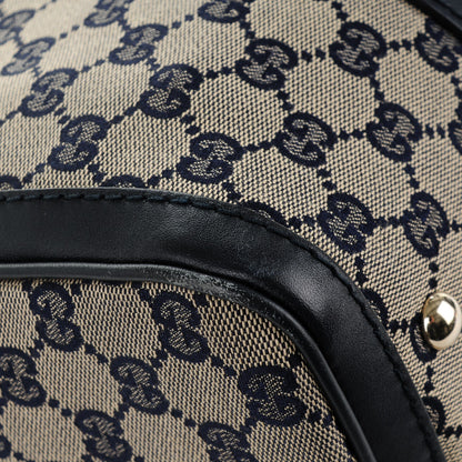 Gucci Monogram Selleria Calfskin Vintage Web Medium Boston Beige Blue 5 of 8