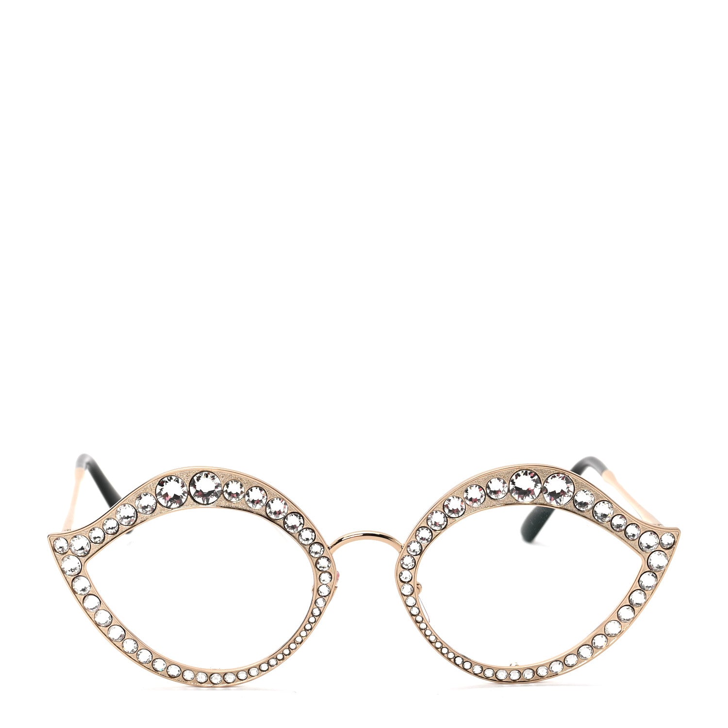 Gucci Metal Crystal Cat Eye Sunglasses GG0046S Gold 2 of 5