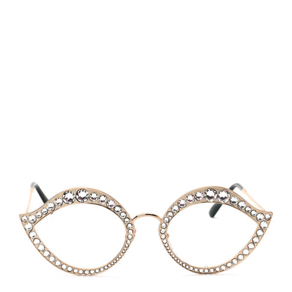 Gucci Metal Crystal Cat Eye Sunglasses GG0046S Gold 2 of 5