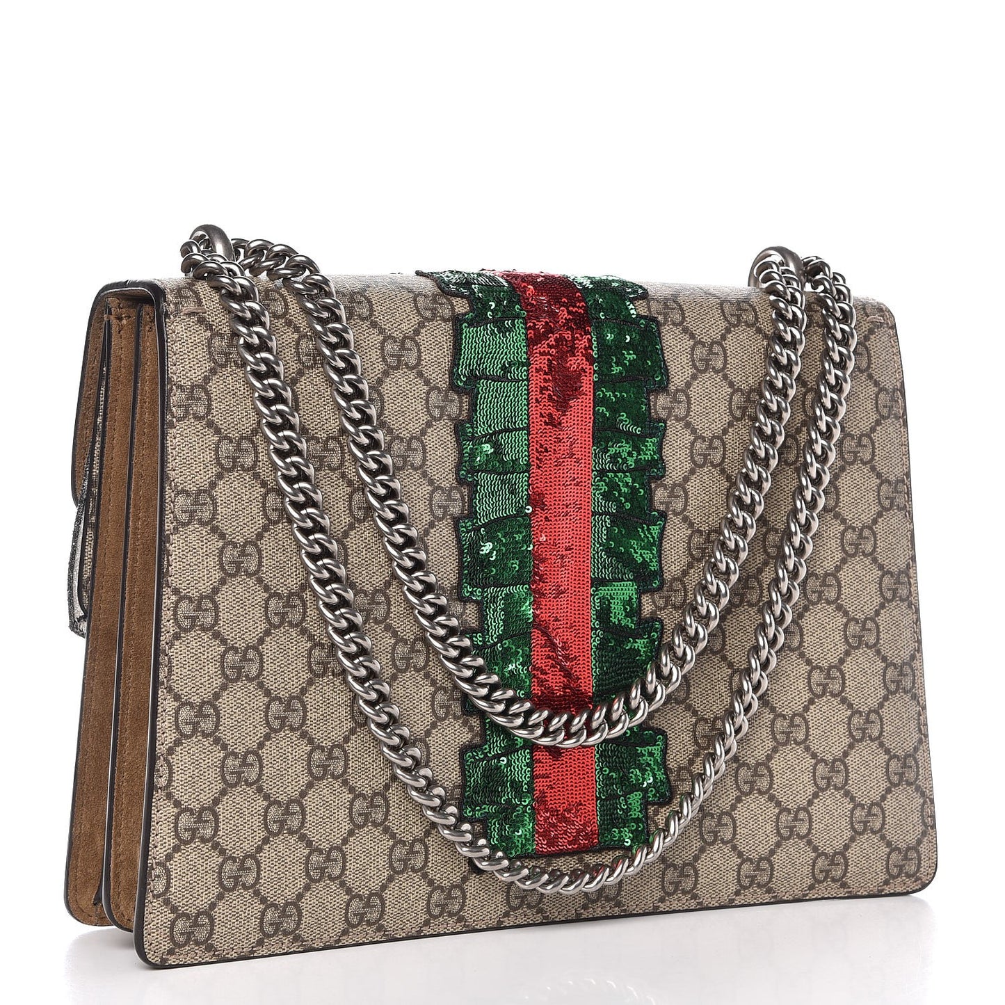 GG Supreme Monogram Lightning Embroidered Medium Dionysus Shoulder Bag Beige