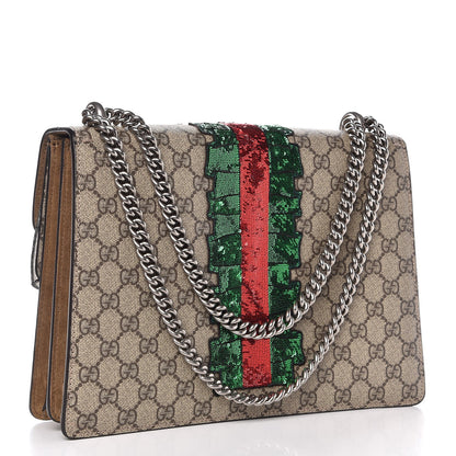 Gucci GG Supreme Monogram Lightning Embroidered Medium Dionysus Shoulder Bag Beige 3 of 9