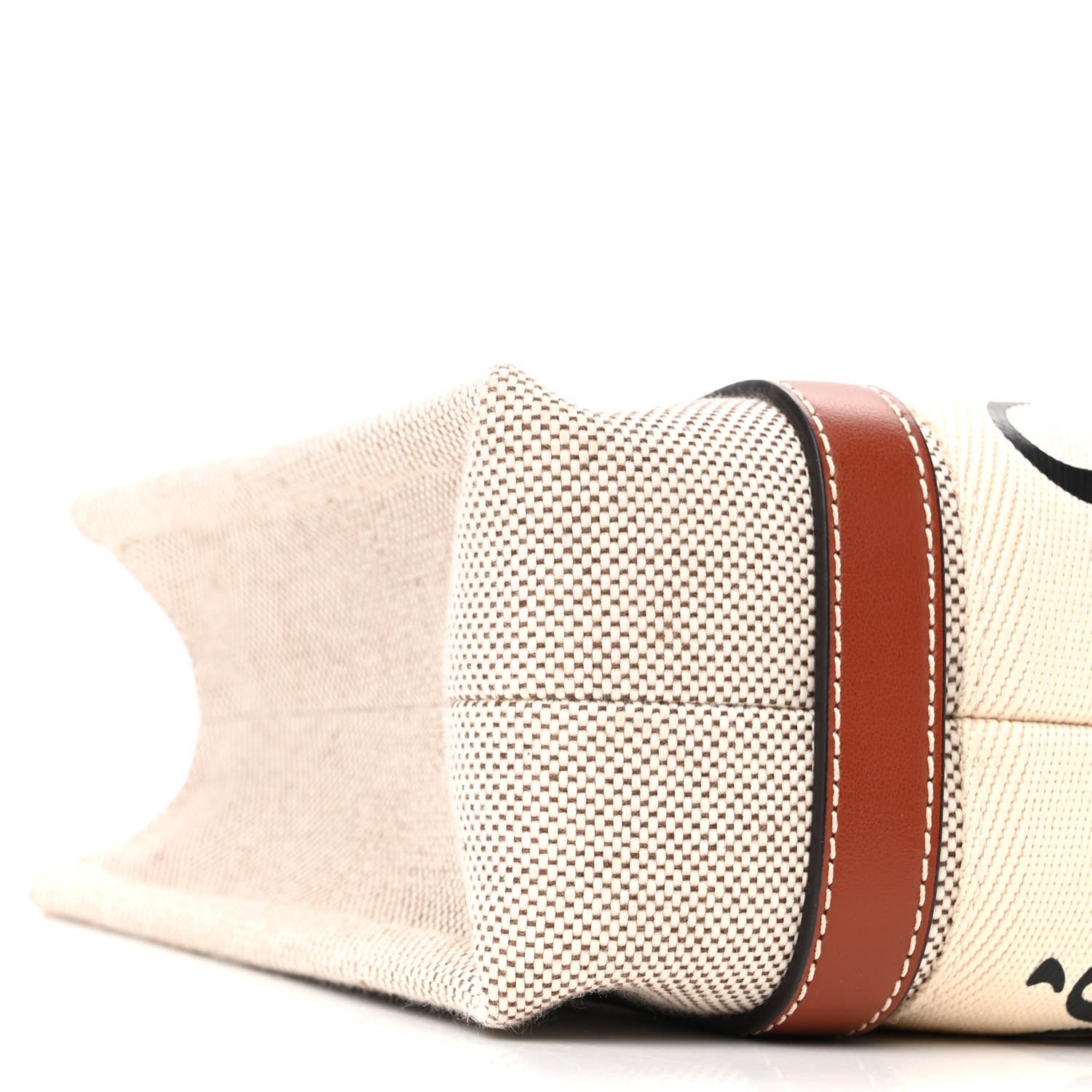 Chloe Cotton Calfskin Small Woody Ribbon Tote White Brown 9 of 10