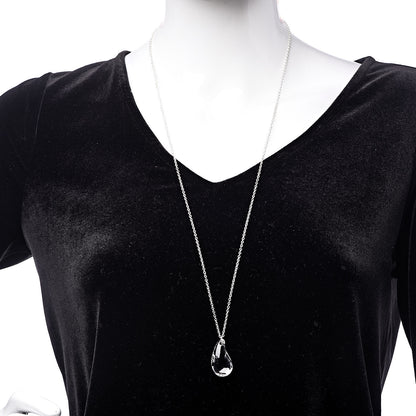 Tiffany Sterling Silver Rock Crystal 29mm Elsa Peretti Teardrop Pendant Necklace 2 of 4