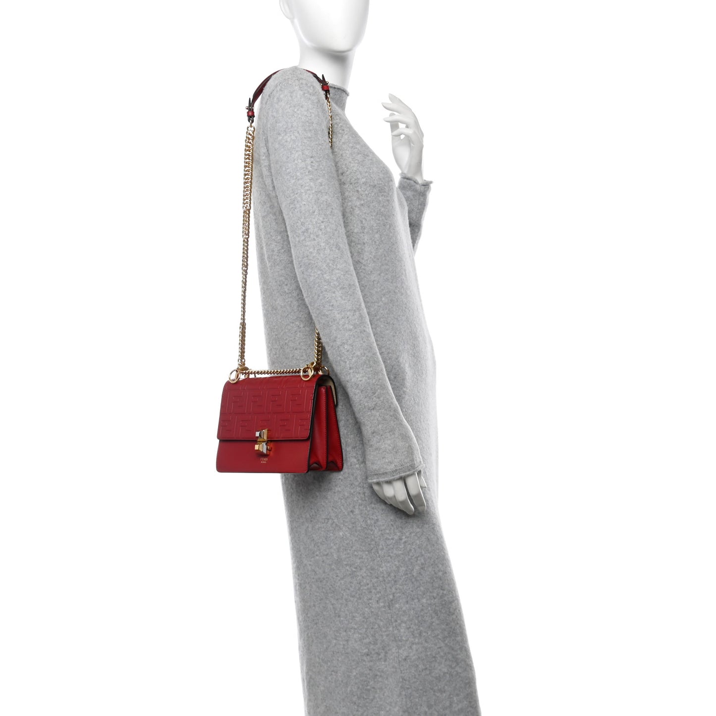 Vitello Liberty FF 1974 Embossed Small Kan I Shoulder Bag Fragola