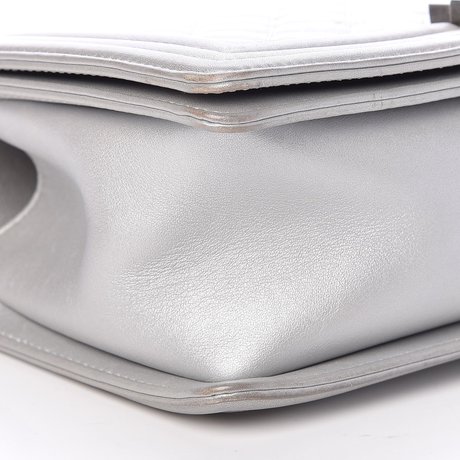Chanel Metallic Lambskin Quilted Medium Boy Flap Silver 8 of 10